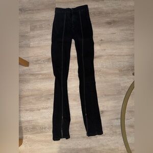 Zara Black High-Waisted Pants with white stitching